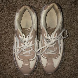 White and Tan Sneakers